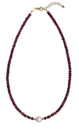 Alisia Γνήσιο κολιέ με χάντρες γρανάτης AL4107-Gold-Garnet