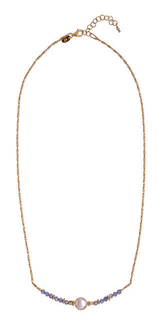 Alisia Επιχρυσωμένο κολιέ με χάντρες Tanzanite και αληθινό μαργαριτάρι AL4109-Gold-Tanzanite