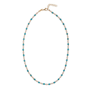 Alisia Επιχρυσωμένο Κολιέ με Τιρκουάζ και Πέρλες AL4533-Χρυσό