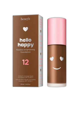 Benefit, Hello Happy, Φωτιστικό, Υγρό Foundation, 12, Βαθύ Ζεστό, SPF 15, 30 ml