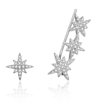 Beneto Cercei asimetrici din argint cu stea din zirconiu AGUPV1984