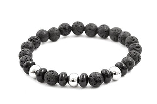 Agato MINK57 溶岩石とハウライトビーズブレスレット - 長さ: 19cm