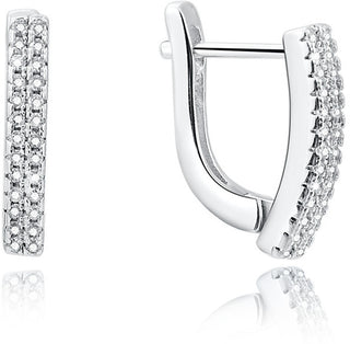 Beneto Ασημένια σκουλαρίκια με κρύσταλλα Cry AGU1163