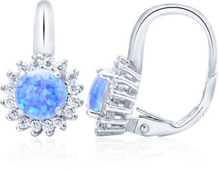 Beneto Ασημένια σκουλαρίκια με οπαλίζοντα κρύσταλλα AGUC1204