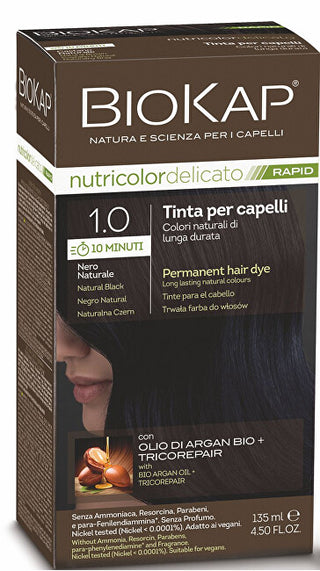 Biokap BIOKAP DELICATE RAPID βαφή μαλλιών - 1.0 Natural Black 135 ml
