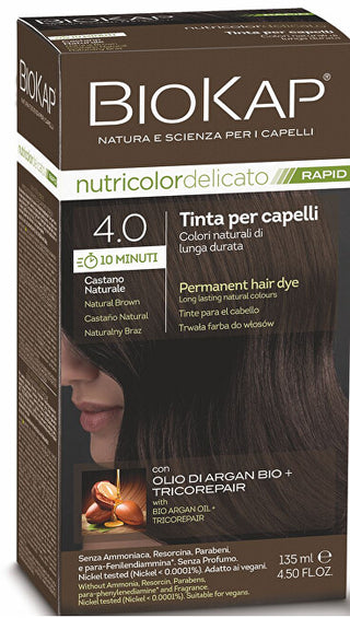 Biokap BIOKAP DELICATE RAPID βαφή μαλλιών - 4,00 φυσικό σκούρο καφέ 135 ml