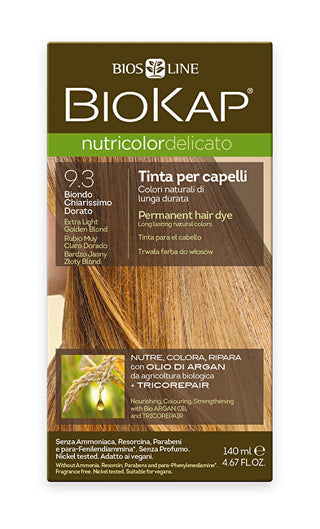 Biokap NUTRICOLOR DELICATO - Χρώμα μαλλιών - 9,30 Χρυσό ξανθό - Extra light 140 ml