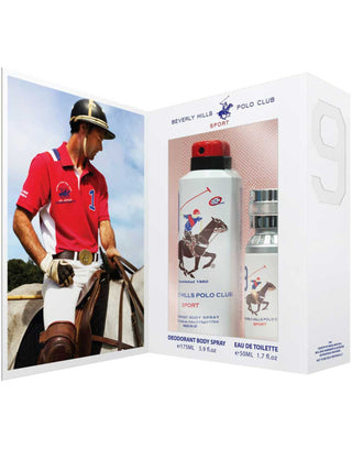 Σετ δώρου Beverly Hills Polo Club: 1982 - Sport 8, Eau de toilette, για άνδρες, 50 ml + 1982 - Sport 9, αντιιδρωτικό, αποσμητικό σπρέι, για γυναίκες, 150 ml