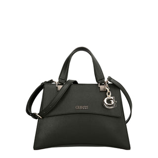 Guess, Dalma, תיק כתף מבד עם ידיות עליונות, שחור, 19.5/23.5 x 16.5 x 8 ס"מ, לנשים
