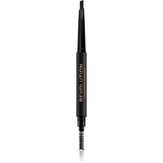 Makeup revolution Duo Brow Definer, matita crema per sopracciglia e pennello 2 in 1, Marrone scuro, 0,25 g