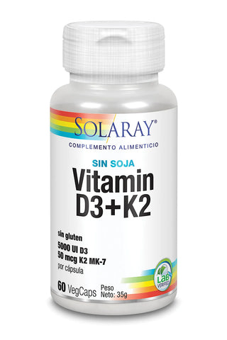 Solaray Vitamina D3 e K2 60 Vcapsule 5000 UI
