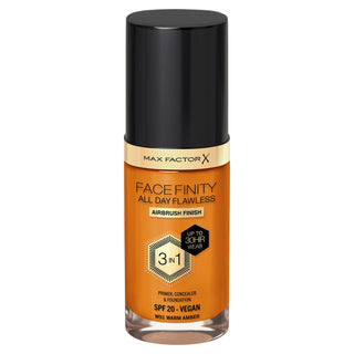 Max Factor Facefinity All Day Flawless 3 in 1 W91 Ambra calda 30ml — Fondotinta
