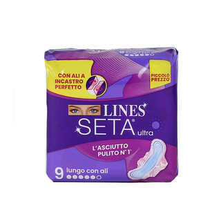 Lines Seta Ultra Assorbenti Lungo Ali 9 Pezzi — Assorbente igienico