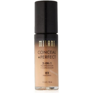 Milani Conceal + Perfect, fondotinta liquido e correttore 2-in-1, 02, Naturale, 30 ml