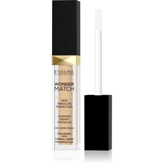 Eveline cosmetics Wonder Match, acido ialuronico, finitura satinata, correttore in crema, 10, vaniglia chiara, 6,8 ml