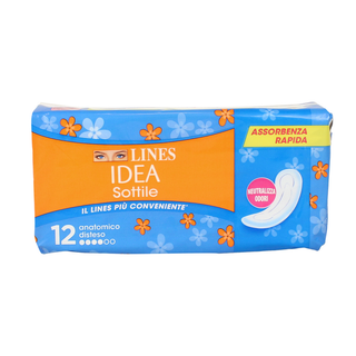 Lines Idea Sottile Anatomico Disteso 12 pz — Assorbente