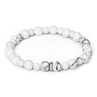 Agato Bracciale Perline Howlite Bianca 17 cm — Bracciale