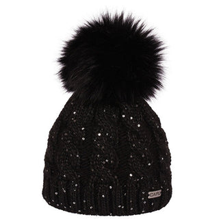 Capu Black Winter Hat with Glitter 