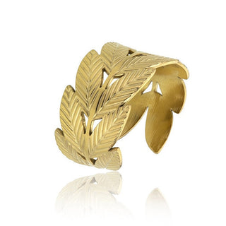 Emily Westwood Anillo de acero chapado en oro Decent Mary Ewr23025G 