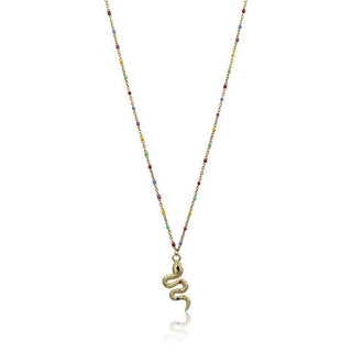 Emily Westwood Collar juguetón chapado en oro con cuentas y colgante en forma de serpiente Ewn23041G 