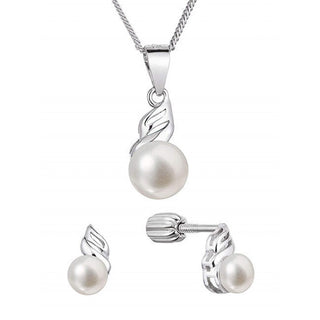 Evolution Group Fascinante Set De Joyas Con Perlas Verdaderas 29046.1B (Pendientes, Cadena, Colgante) 