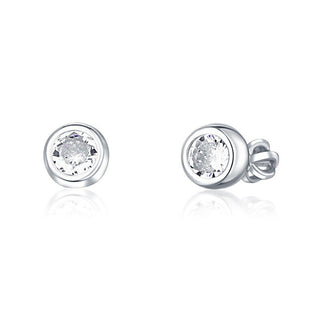 Jvd Pendientes de botón en plata de ley con circonitas Svle1517Xh2Bi - Diámetro: 0,5 Cm 