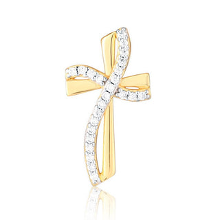 Jvd Colgante Chapado en Oro Cruz Con Circonitas Transparentes Svlp1309X61Go00 