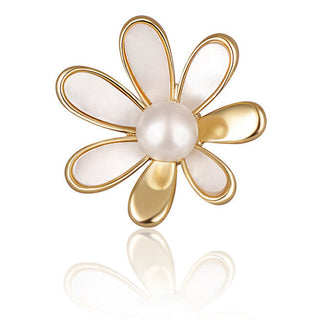 Jwl Luxury Pearls Broche chapada en oro 2 en 1 con auténtica perla blanca y nácar Jl0661 
