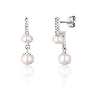 Jwl Luxury Pearls Fantasiosos Pendientes De Plata Con Perlas Verdaderas Y Circonitas Jl0773 