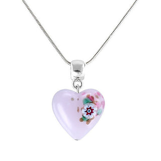 Lampglas Collar juguetón con flor rosa y motivo único de perla Lampglas Nlh11 