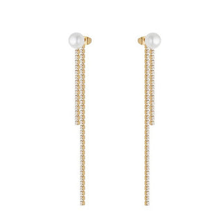 Liu Jo Pendientes colgantes chapados en oro brillantes con perlas Lj3023 