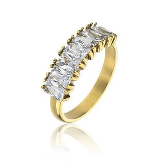 Marc Malone Anillo Chapado en Oro Brillante con Circonitas Leila White Ring Mcr23061G - Circunferencia: 54 Mm 
