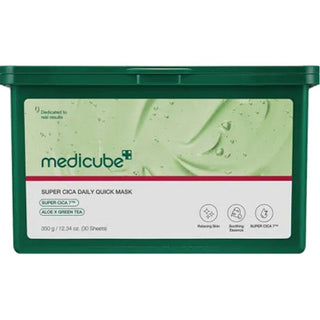 Medicube Mascarilla facial calmante Super Cica (Mascarilla rápida diaria) 30 Piezas 