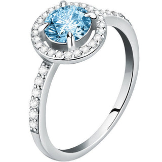 Morellato Delicate Silver Ring With Blue Zircon And Crystals Tesori Saiw9701 - Size: 58 Mm 
