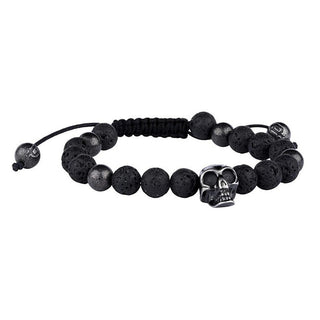 Police Elegante Bracciale Con Perline E Teschio Amroth Pj26360Bsb.02 — Bracciale