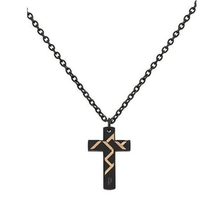 Police Collana In Acciaio Nero Con Croce Munnar Pj26478Psbr01 — Collana