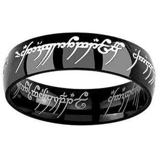 Silvego Magtens Ring i sort stål fra filmen Ringenes Herre Rrc5623 - Omkreds: 52 Mm 
