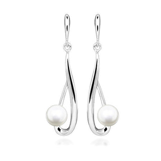 Silver Cat Orecchini Pendenti Argento Perle Vere — Orecchini