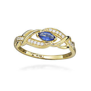Silver Cat Anello Oro Zirconi Zaffiro Sintetico Circuito 60 mm — Anello