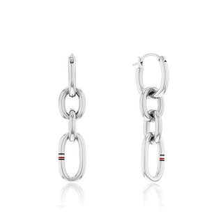 Tommy Hilfiger Orecchini Moderni Acciaio Catena Maglie Contrasto 2780787 — Orecchini