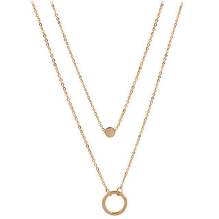 Troli Collana Doppia Pendente Acciaio Oro — Collana