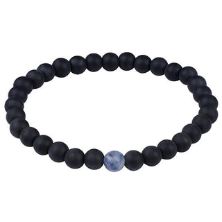 Troli Armband aus Onyx- und blauem Jaspis-Perlen - Länge: 17 Cm 