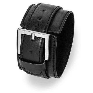 Troli Armband aus schwarzem Leder mit Verschluss aus Stahl 