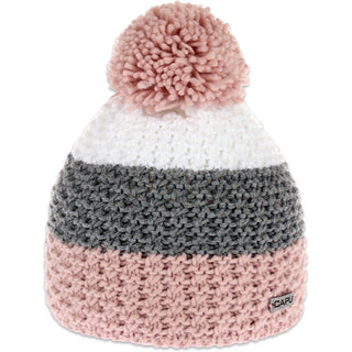 Capu Women's hat in white, gray, and light pink 