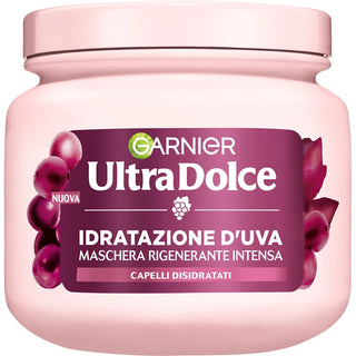 Garnier Ultra Dolce Idratazione D'uva Maschera Rigenerante Intensa, Per Capelli Disidratati 340 ml