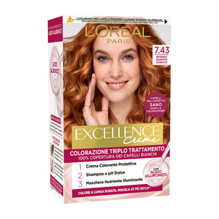 L'oréal paris Excellence Colorazione Triplo Trattamento Biondo Ramato Dorato (7.43)