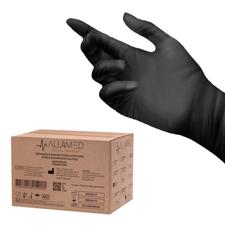 Guanti Monouso Diagnostici In Nitrile All4Med Neri Xs 10X100 Pezzi