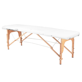 Lettino Da Massaggio Pieghevole A 2 Sezioni, Comfort In Legno, Bianco