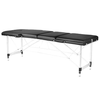 Lettino Da Massaggio Comfort Nero A 3 Sezioni Realizzato In Alluminio
