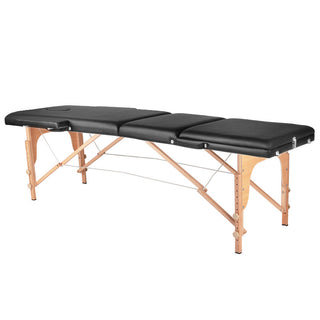 Lettino Da Massaggio Comfort Nero A 3 Sezioni, Comfort In Legno